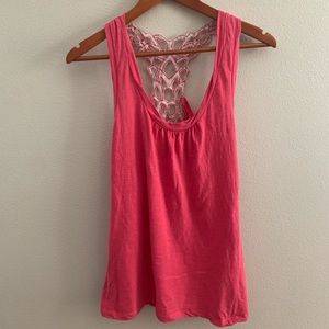Love on a Hanger Coral Racerback Tank, Size L